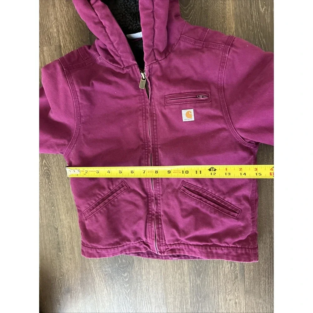 Carhartt Jacket Girls  XS 6 Purple Canvas Sherpa Lined Outdoor Hiking Camping